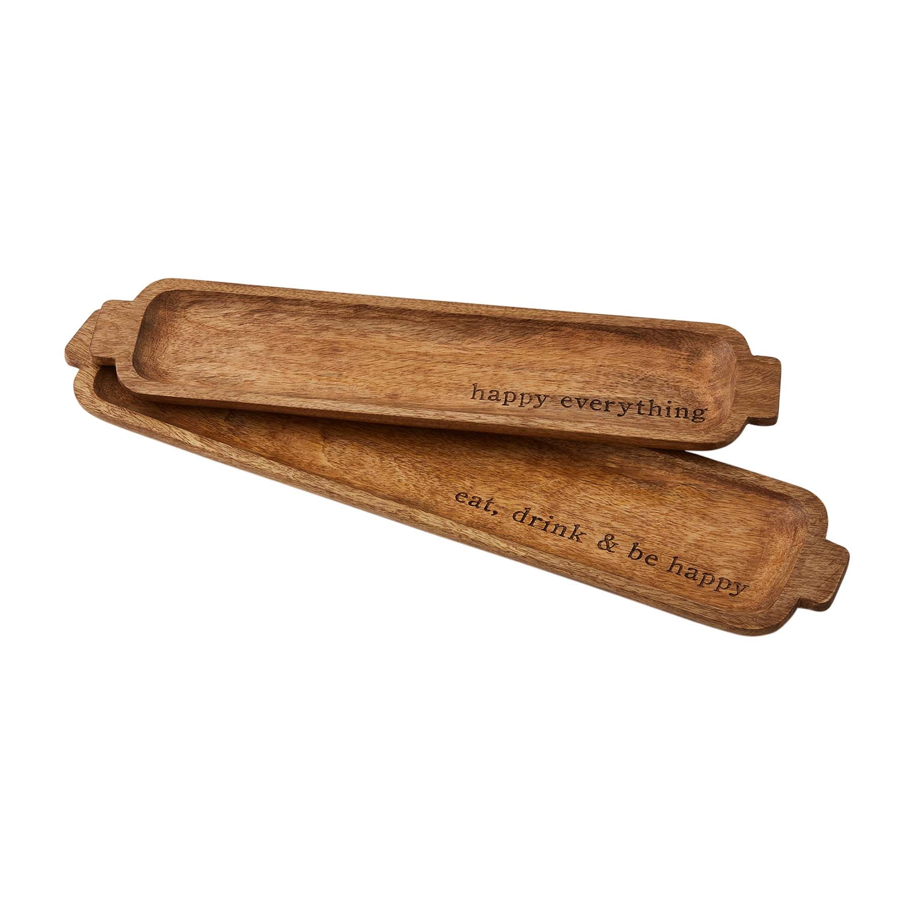 Mud Pie Happy Nested Wooden Tray Set available at The Good Life Boutique