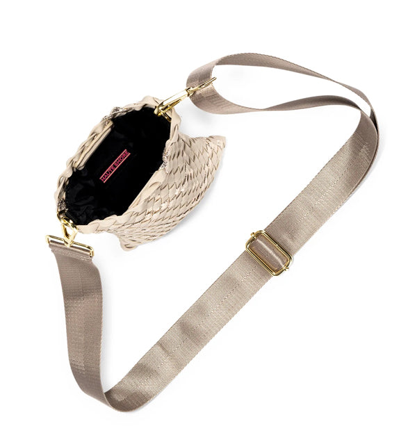 Haute Shore LTD Haute Shore -Shay Cell Bag - Shay Buff - Beige/Gold Metallic Woven Strap available at The Good Life Boutique
