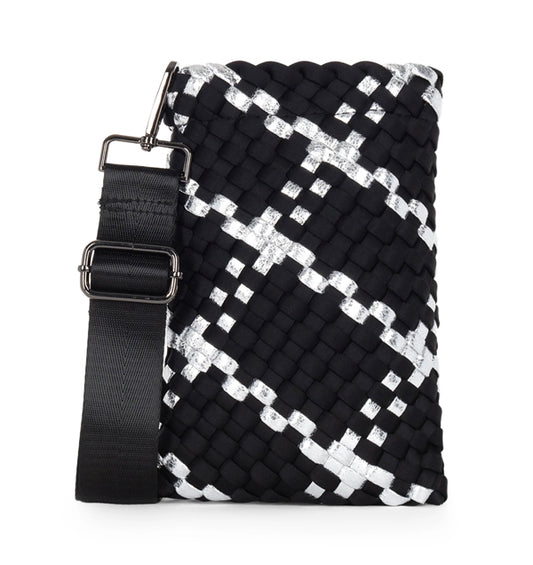 Haute Shore LTD Haute Shore -Shay Cell Bag - Shay Uptown - Black/Silver Metallic Woven Strap available at The Good Life Boutique