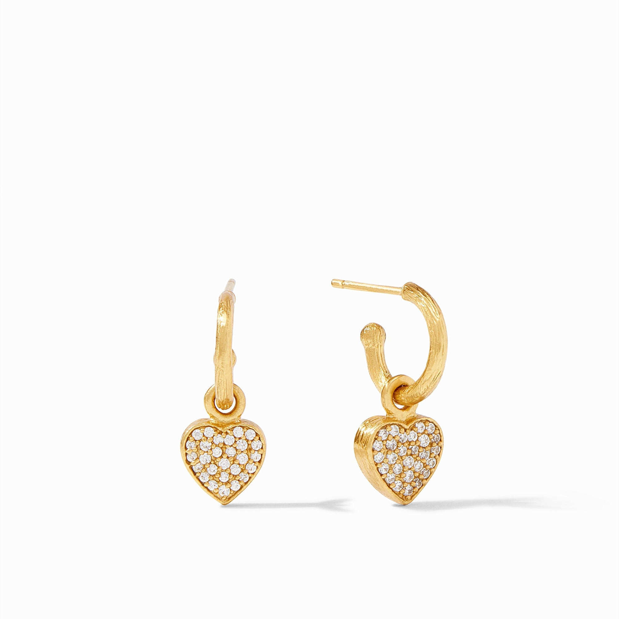 Julie Vos Julie Vos - Heart Pave Demi Hoop & Charm Earring Gold - CZs available at The Good Life Boutique