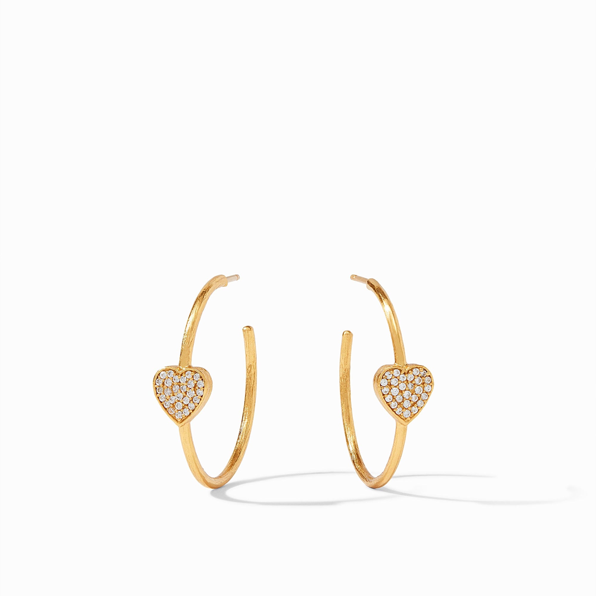 Julie Vos Julie Vos - Heart Pave Hoop Earring Gold - Medium available at The Good Life Boutique