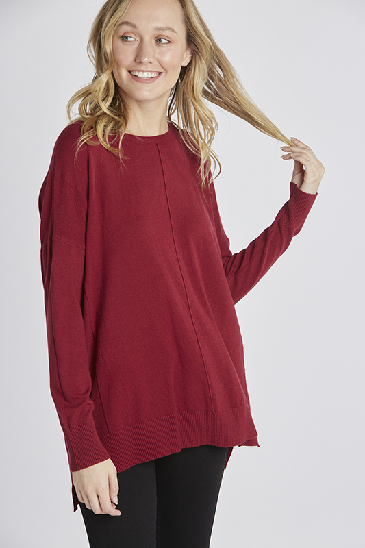 Tea N Rose Oversize Sweater with Soft Touch - Red available at The Good Life Boutique