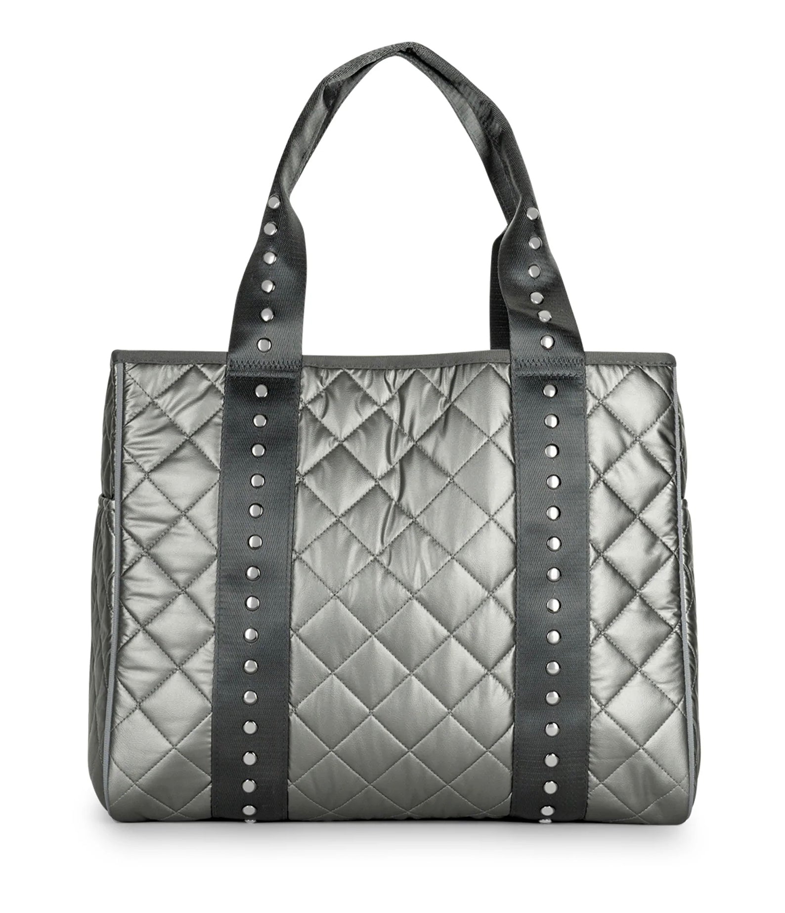 Haute Shore LTD Jaime-Iron - Pewter Leatherette Quilted Puffer - Gunmetal Strap available at The Good Life Boutique