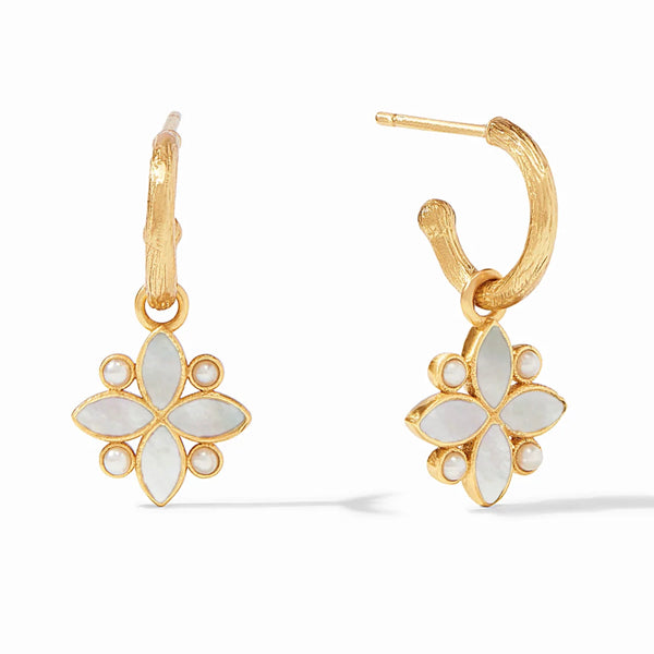 Julie Vos Julie Vos - Charlotte  Hoop & Charm Earring Gold Mother of Pearl available at The Good Life Boutique