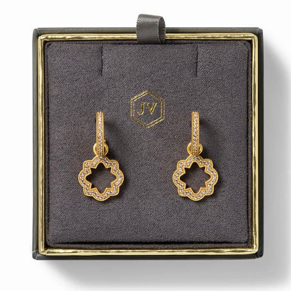 Julie Vos Julie Vos - Odette Hoop & Charm Earring Gold Cubic Zirconia available at The Good Life Boutique