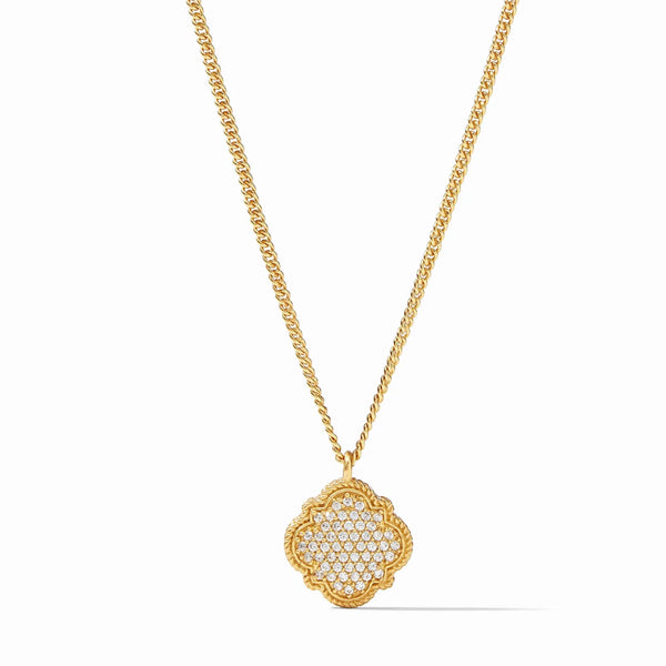 Julie Vos Julie Vos - Odette Pave Solitaire Necklace Gold Cubic Zirconia available at The Good Life Boutique