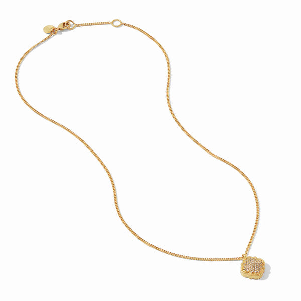 Julie Vos Julie Vos - Odette Pave Solitaire Necklace Gold Cubic Zirconia available at The Good Life Boutique