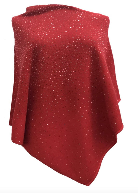 La Fiorentina La Fiorentina Embellished Poncho - Red available at The Good Life Boutique