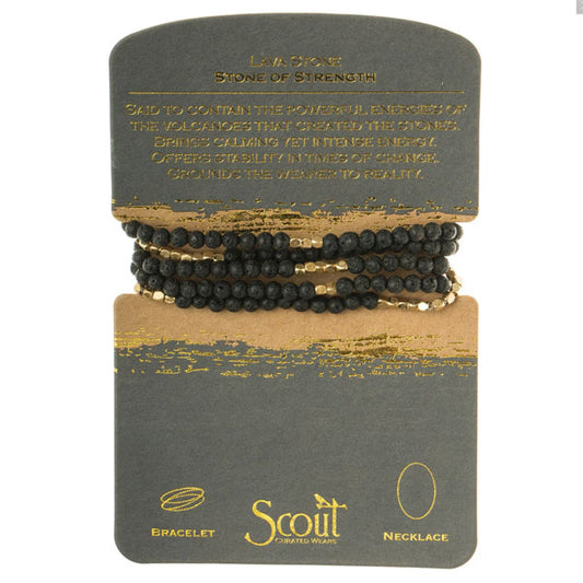 Scout Curated Wears Scout Curated Wears - Stone Wrap Bracelet/Necklace - Lava Stone - Stone Of Strength available at The Good Life Boutique