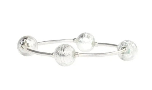 Made As Intended 8mm Silver Murano Glass Blessing Bracelet available at The Good Life Boutique