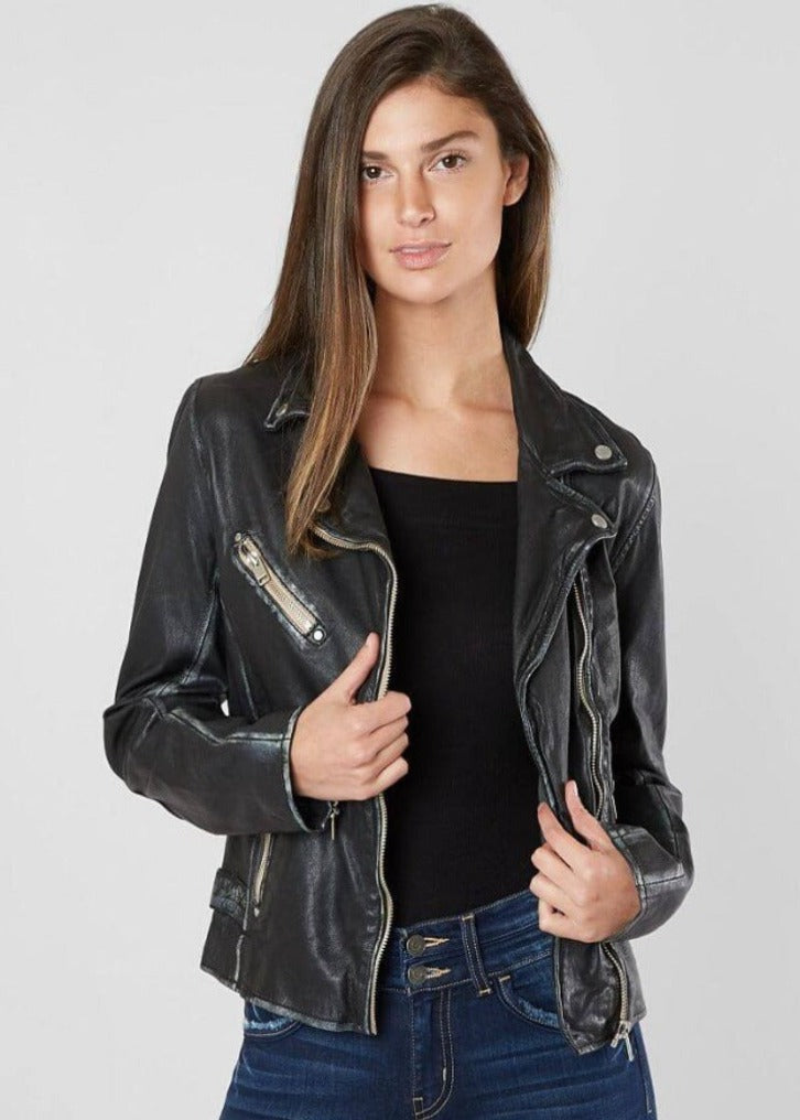 Mauritius Mauritius - Sofia 4 RF Woman's Leather Jacket - Black available at The Good Life Boutique
