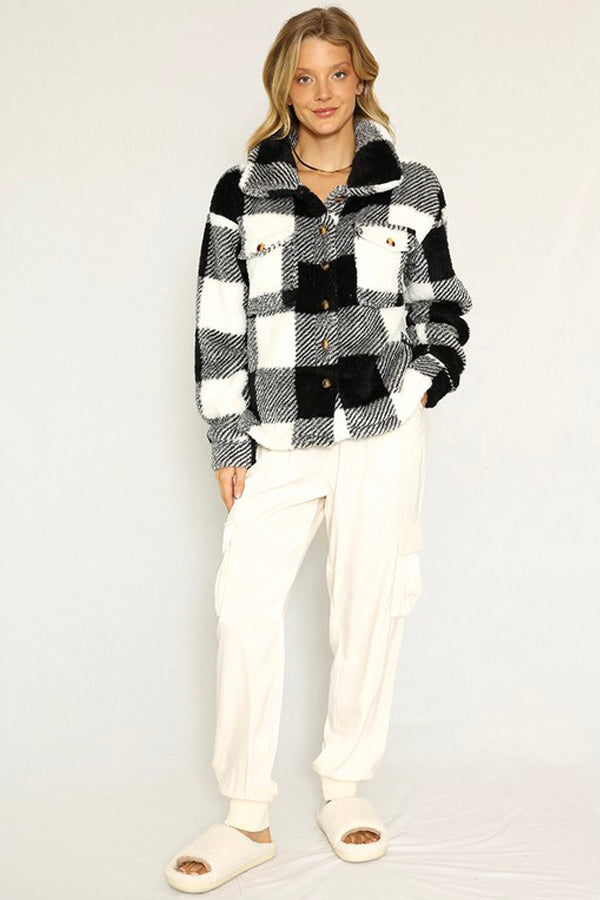 Miss Sparkling Checkered Teddy Sweater available at The Good Life Boutique