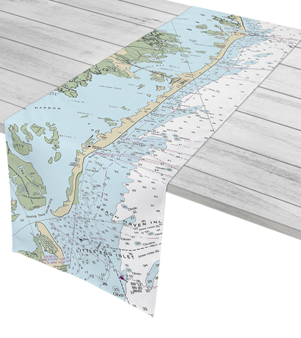 Island Girl Home, INC. LBI, NJ Nautical Chart, Table Runner available at The Good Life Boutique