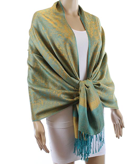 Very Moda Pashmina Single Ply Paisley - Tangerine/Jungle available at The Good Life Boutique
