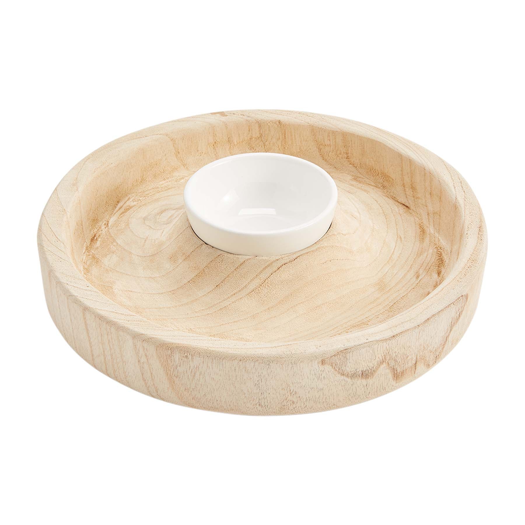 Mud Pie Paulownia Chip Ceramic Dip Bowl available at The Good Life Boutique