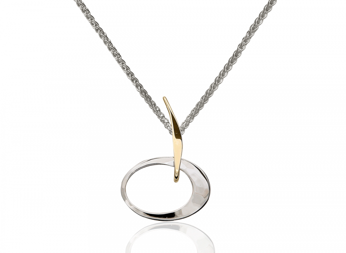 Ed Levin E.L. Designs (Formerly Ed Levin) - Petite Elliptical Pendant SS/14K Medium 18" available at The Good Life Boutique