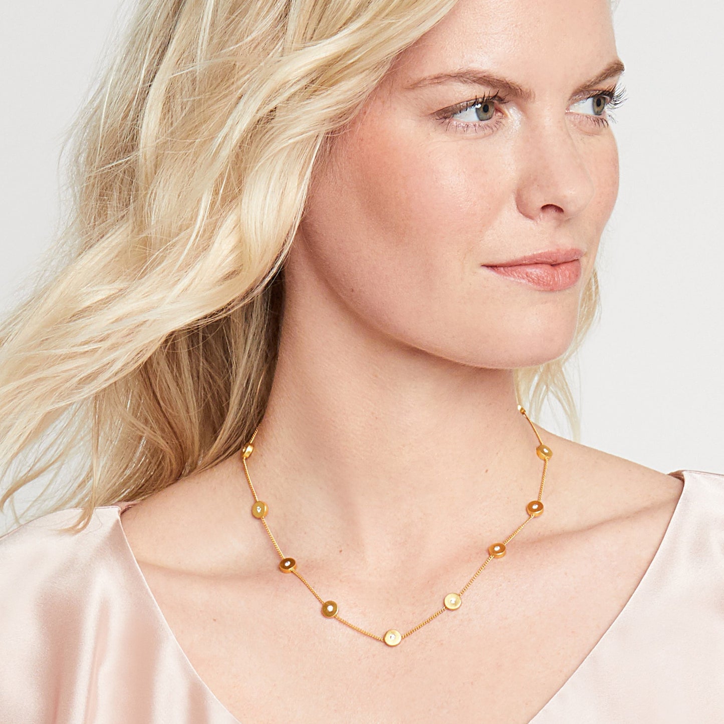 Julie Vos Julie Vos - Poppy Delicate Station Necklace Gold Cz available at The Good Life Boutique