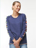 Zaket & Plover Zaket & Plover - Pattern Sleeve Sweater - Denim available at The Good Life Boutique