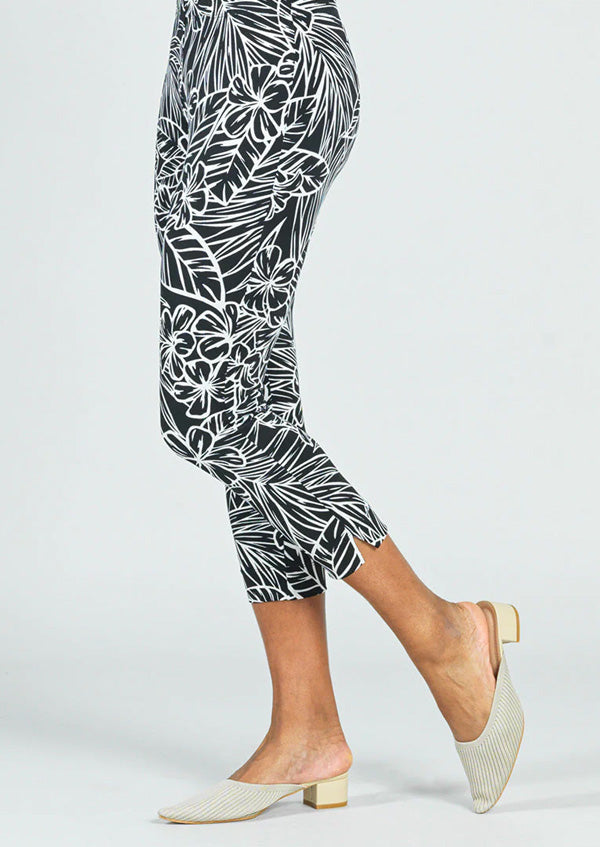 Clara Sunwoo Clara Sunwoo Pull-On Capri - Flower Sketch Soft Knit  - Black and White available at The Good Life Boutique