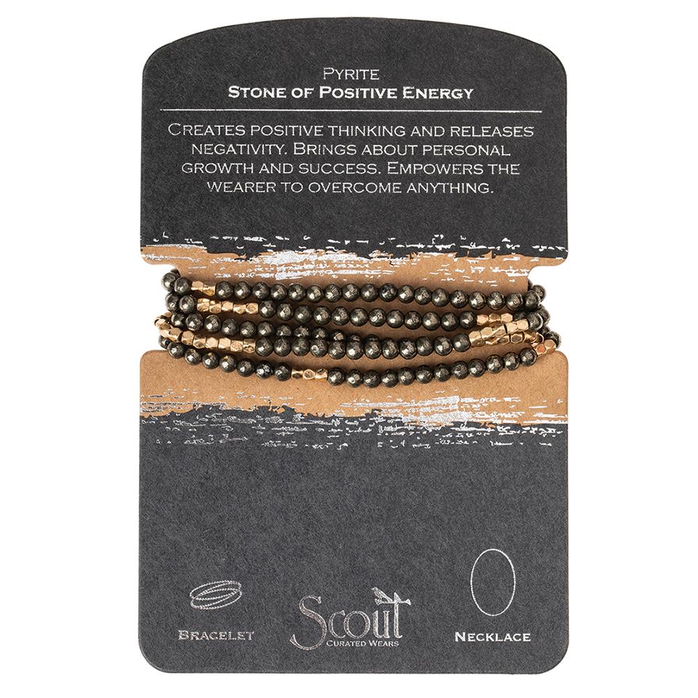 Scout Curated Wears Scout Curated Wears - Stone Wrap Bracelet/Necklace - Pyrite - Stone Of Positive Energy available at The Good Life Boutique