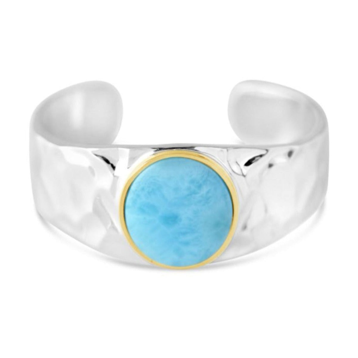 Dune Jewelry Dune Jewelry - Round Hammered Two Tone Cuff - Larimar available at The Good Life Boutique