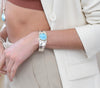 Dune Jewelry Dune Jewelry - Round Hammered Two Tone Cuff - Larimar available at The Good Life Boutique