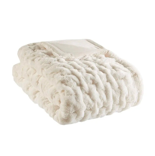 Olliix Ruched 50x50" Thrown Blanket- Ivory available at The Good Life Boutique