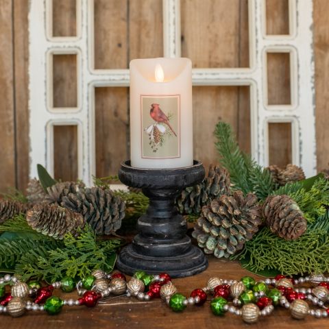 Ragon House Collection 5" Christmas Cardinal Moving Flame Pillar Candle available at The Good Life Boutique