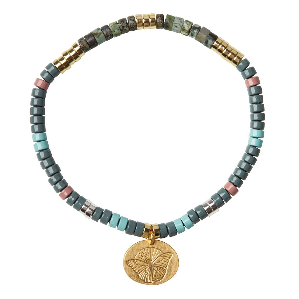 Scout Curated Wears Scout Curated Wears - Stone Intention Charm Bracelet  - African Turquoise/Gold available at The Good Life Boutique