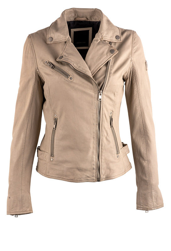 Mauritius Mauritius - Christy RF Woman's Leather Jacket - Off White available at The Good Life Boutique