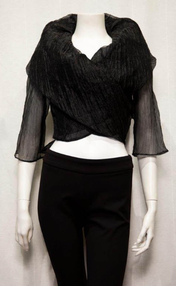 Samual Dong Samuel Dong Crinkle Top - Black available at The Good Life Boutique