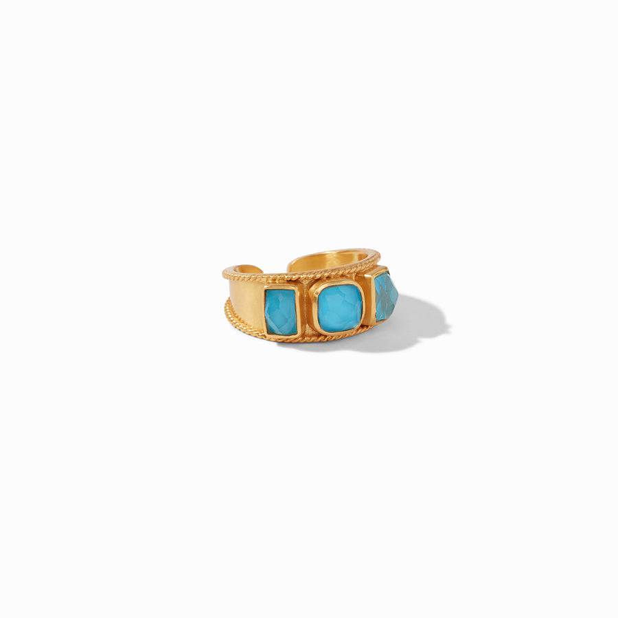 Julie Vos Julie Vos - Savoy Ring Gold - Iridescent Pacific Blue Size 6/7 available at The Good Life Boutique