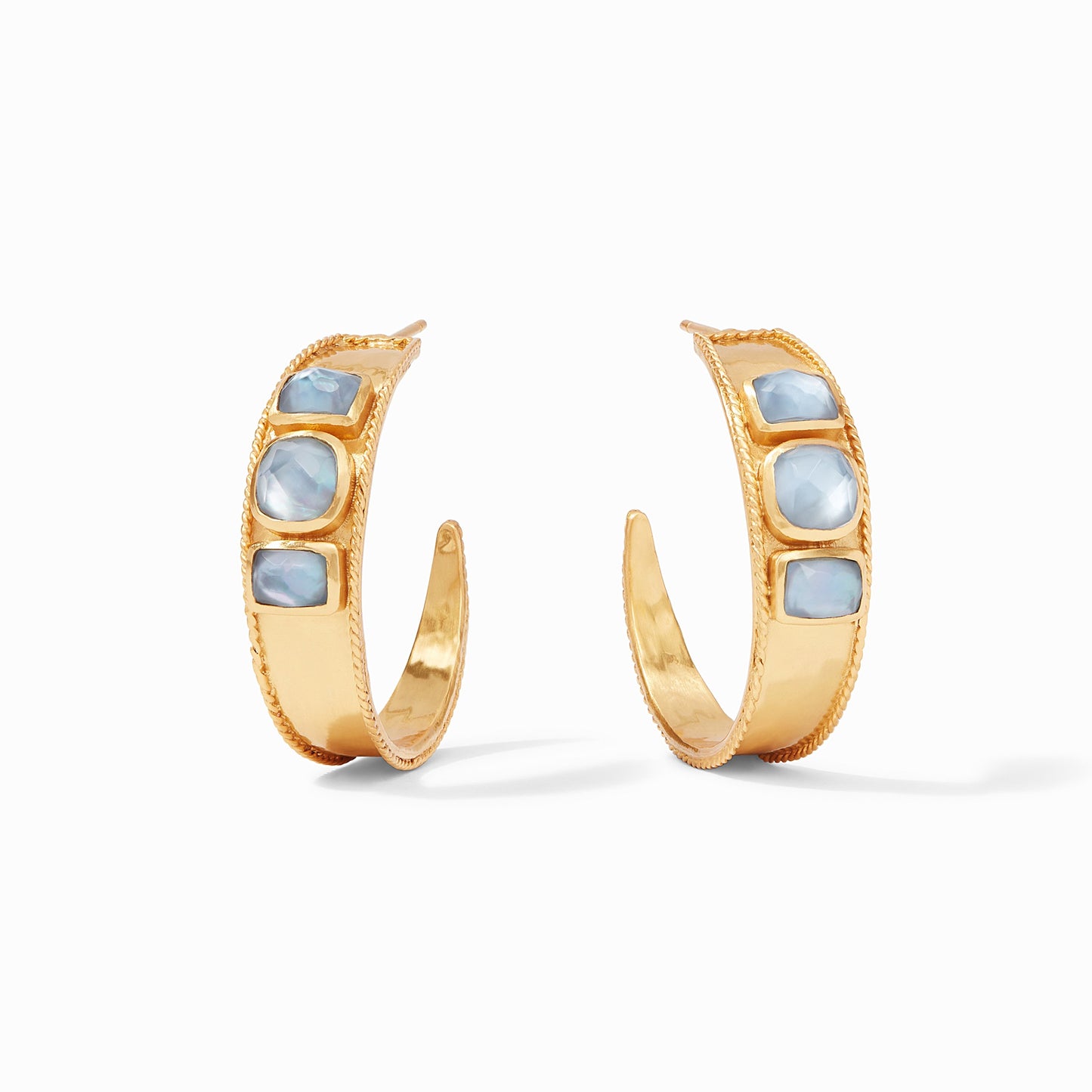 Julie Vos Julie Vos - Savoy Statement Hoop Gold Iridescent Chalcedony Blue available at The Good Life Boutique