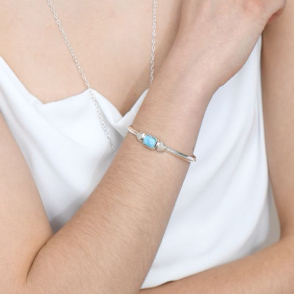 Dune Jewelry Dune Jewelry - Serenity Cuff Bracelet - Larimar and Sand available at The Good Life Boutique