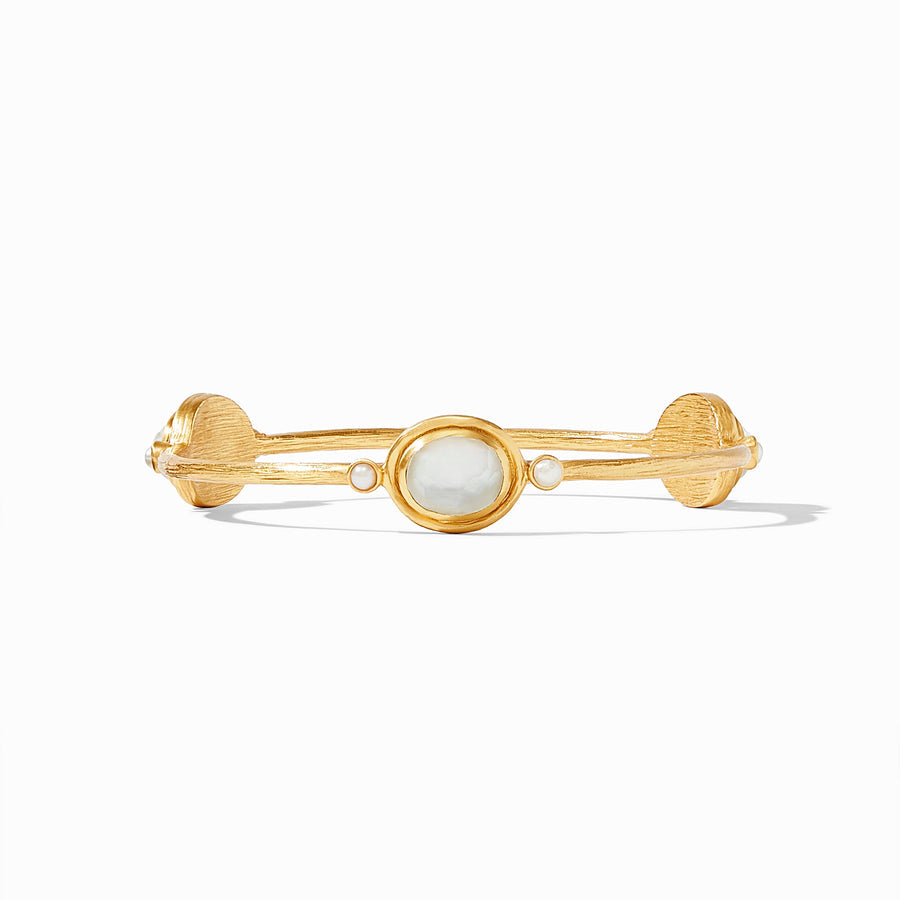 Julie Vos Julie Vos - Simone Bangle Bracelet Gold - Iridescent Clear Crystal and Pearl -Medium available at The Good Life Boutique