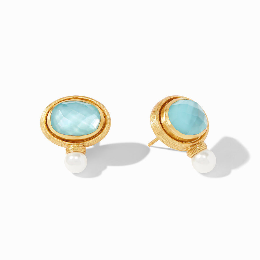 Julie Vos - Simone Earring Gold Iridescent Bahamian Blue And Pearl – The  Good Life Boutique