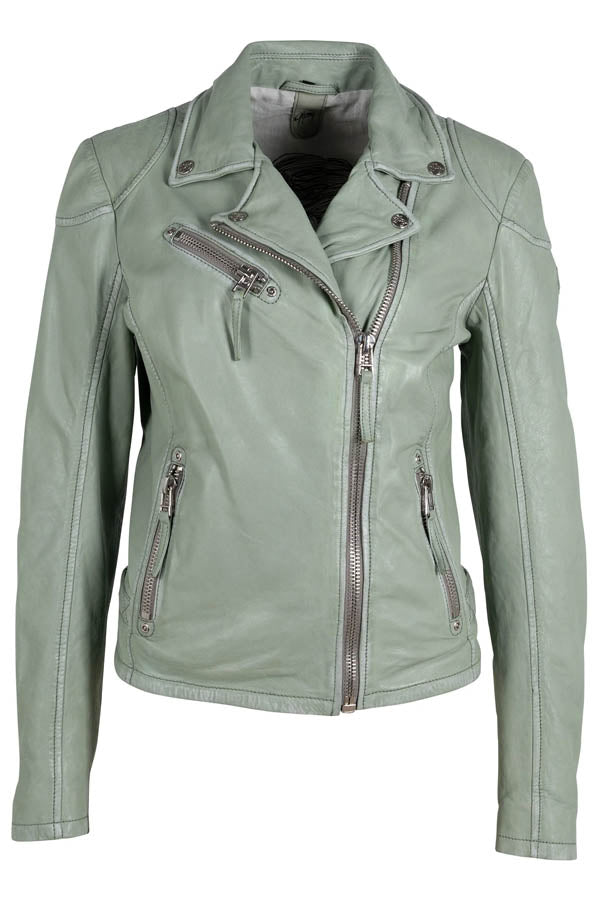 Mauritius Mauritius - Sofia 4 RF Woman's Leather Jacket - Frosty Green available at The Good Life Boutique
