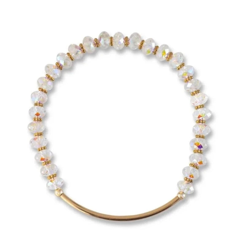 Made As Intended Sorriso In Starlight Crystal and Gold Blessing Bracelet - 7.5" available at The Good Life Boutique