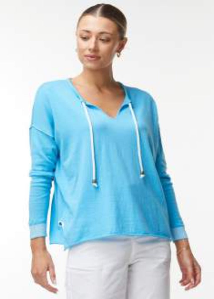 Zaket & Plover Zaket & Plover - Tie Detail Sweater - Crystal available at The Good Life Boutique