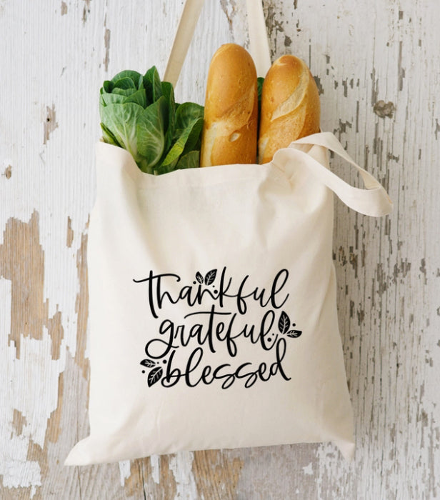 Kitch Studios Fall Tote Bag - Thankful Grateful Blessed available at The Good Life Boutique