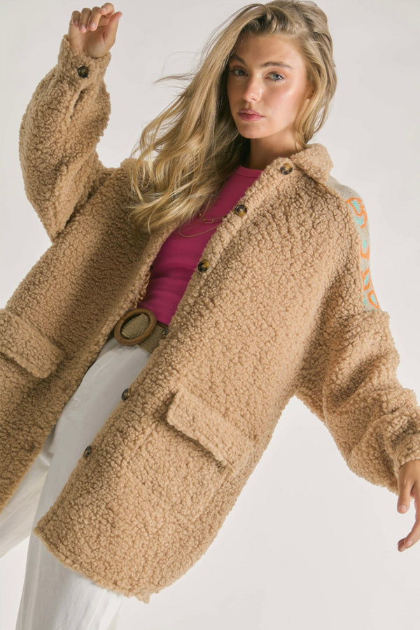 Davi&Dani Teddy Button Front Jacket available at The Good Life Boutique