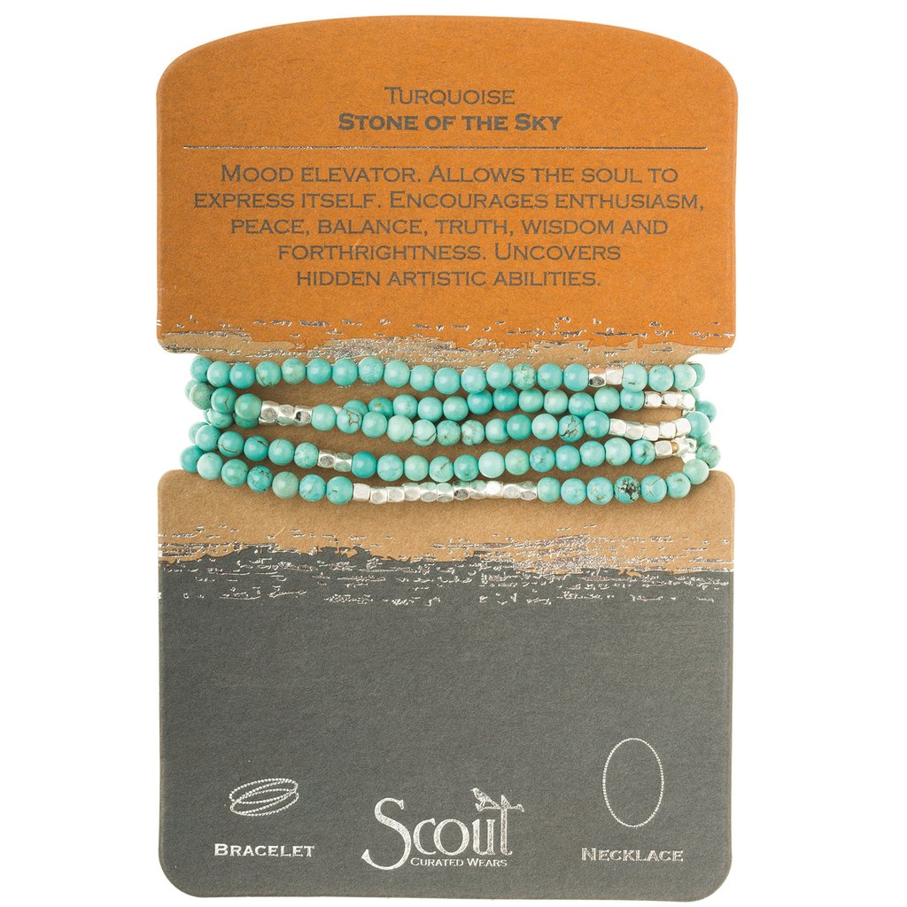 Scout Curated Wears Scout Curated Wears - Stone Wrap Bracelet/Necklace - Turquoise/Silver - Stone Of The Sky available at The Good Life Boutique