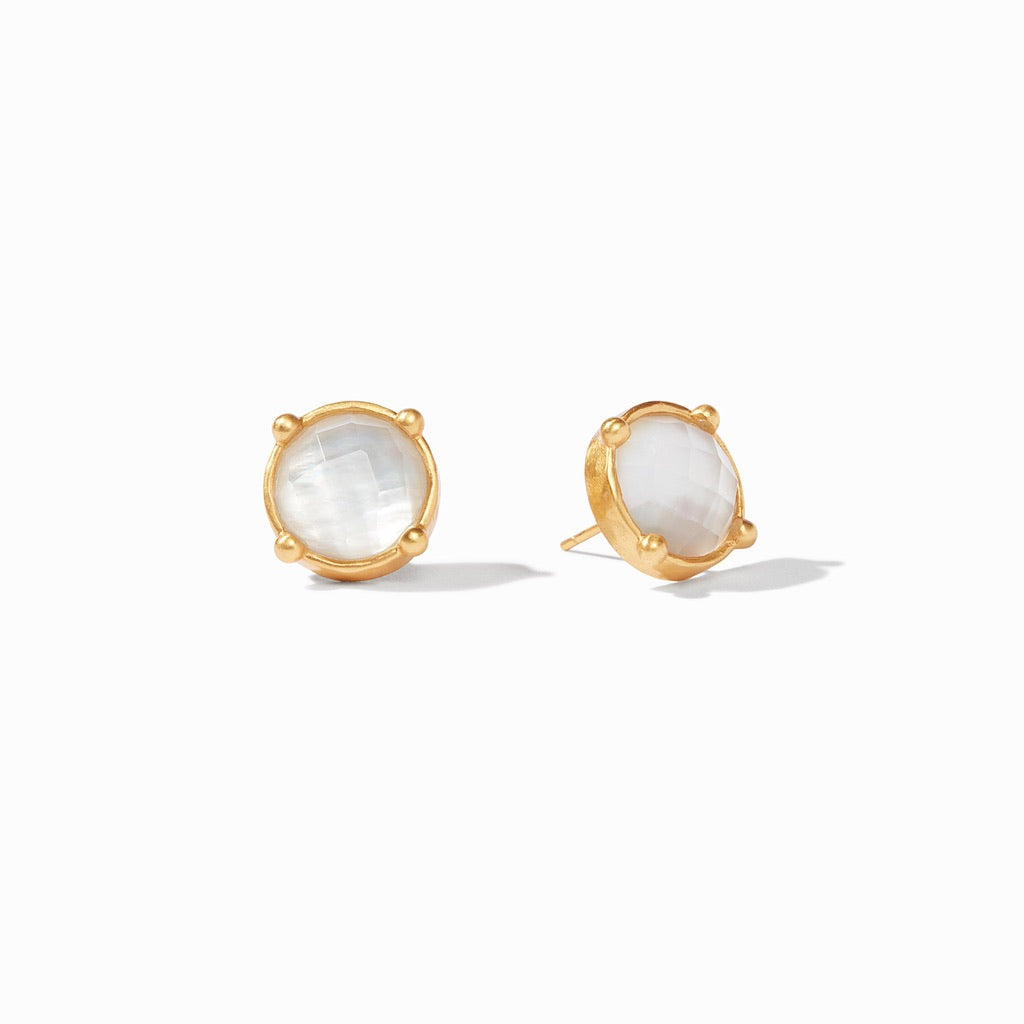 Julie Vos Julie Vos - Honey Stud Earring Gold - Iridescent Clear Crystal available at The Good Life Boutique