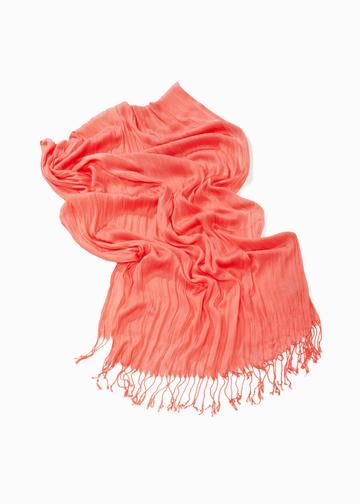 Look By M Solid Scrunch Scarf - Coral available at The Good Life Boutique