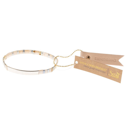 Scout Curated Wears Scout Curated Wears - Good Karma Miyuki Bracelet - Strength & Grace - Ivory/Silver available at The Good Life Boutique