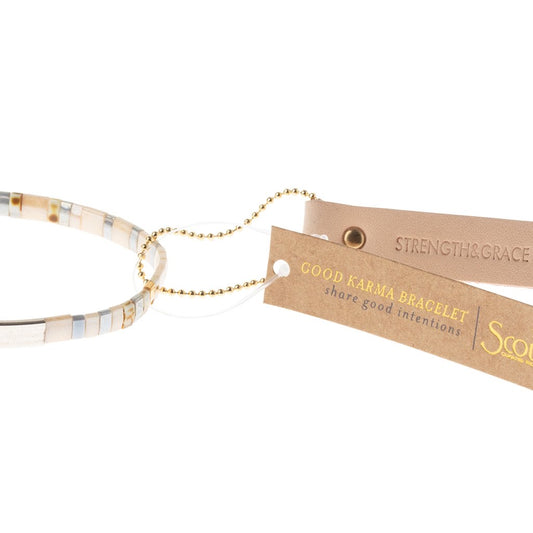 Scout Curated Wears Scout Curated Wears - Good Karma Miyuki Bracelet - Strength & Grace - Ivory/Silver available at The Good Life Boutique