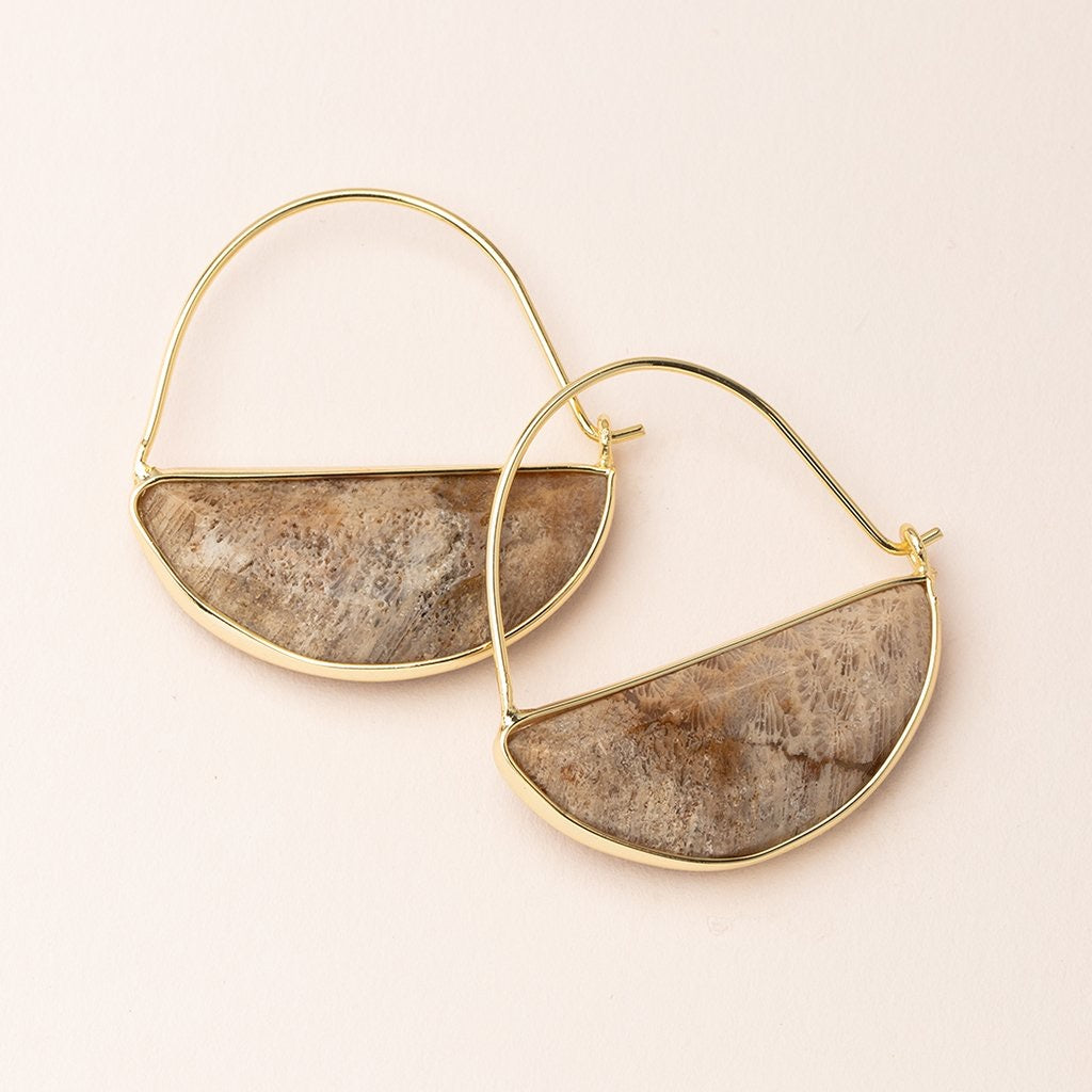 Scout Curated Wears Scout Curated Wears - Stone Prism Hoop - Fossil Coral/Gold available at The Good Life Boutique