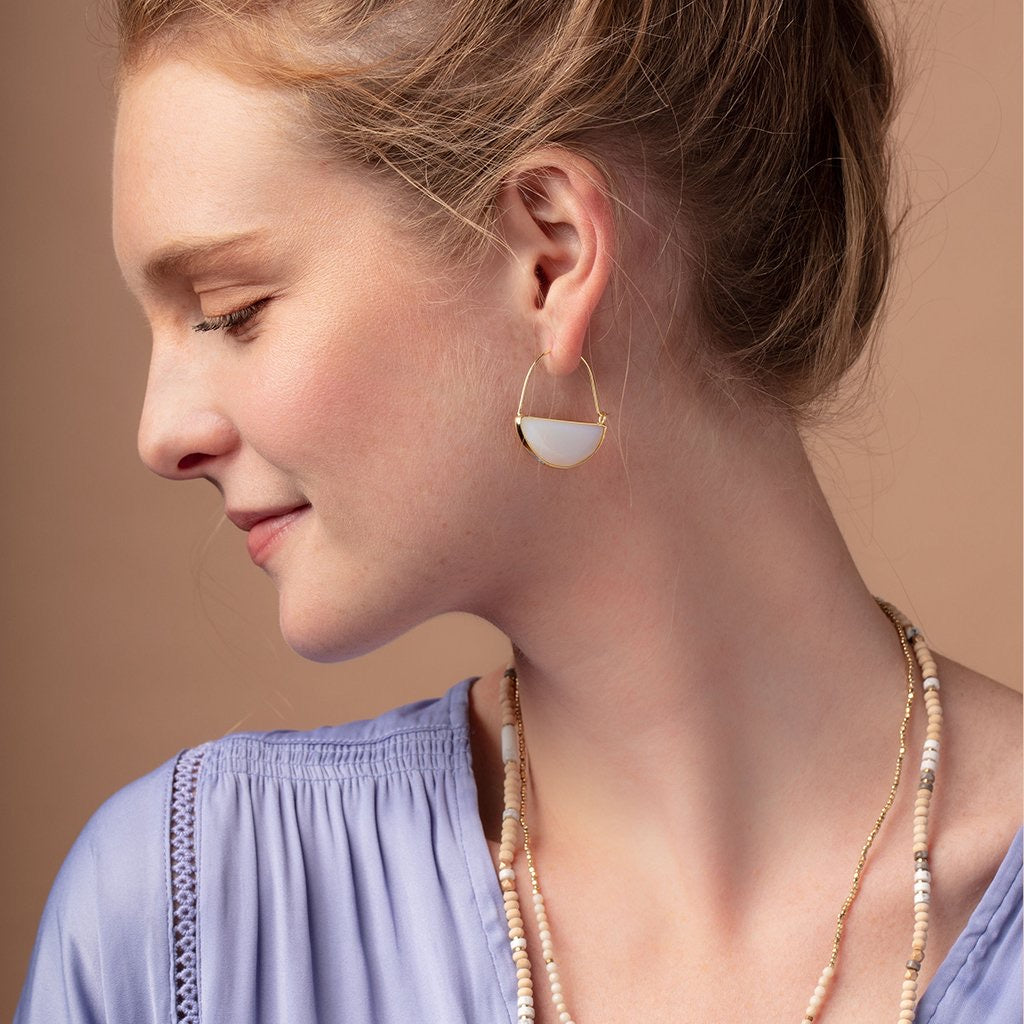 Scout Curated Wears Scout Curated Wears - Stone Prism Hoop - Opalite/Gold available at The Good Life Boutique
