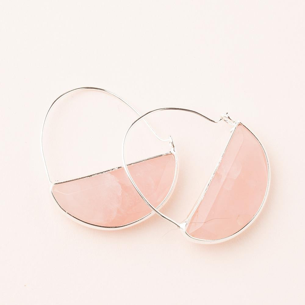 Scout Curated Wears Scout Curated Wears - Stone Prism Hoop - Rose Quartz/Silver available at The Good Life Boutique