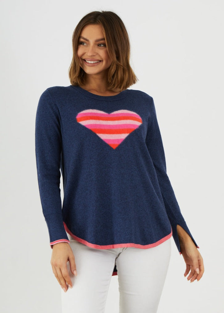 Zaket & Plover Zaket & Plover - My Heart Sweater - Denim available at The Good Life Boutique